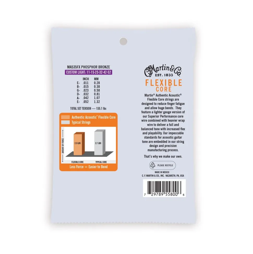 Authentic Acoustic Flexible Core Guitar Strings Phosphor Bronze