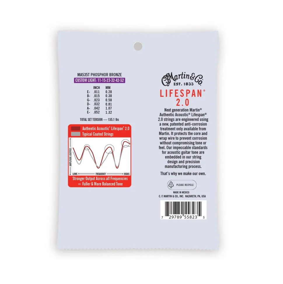 Authentic Acoustic Lifespan® 2.0 Guitar Strings Phosphor Bronze