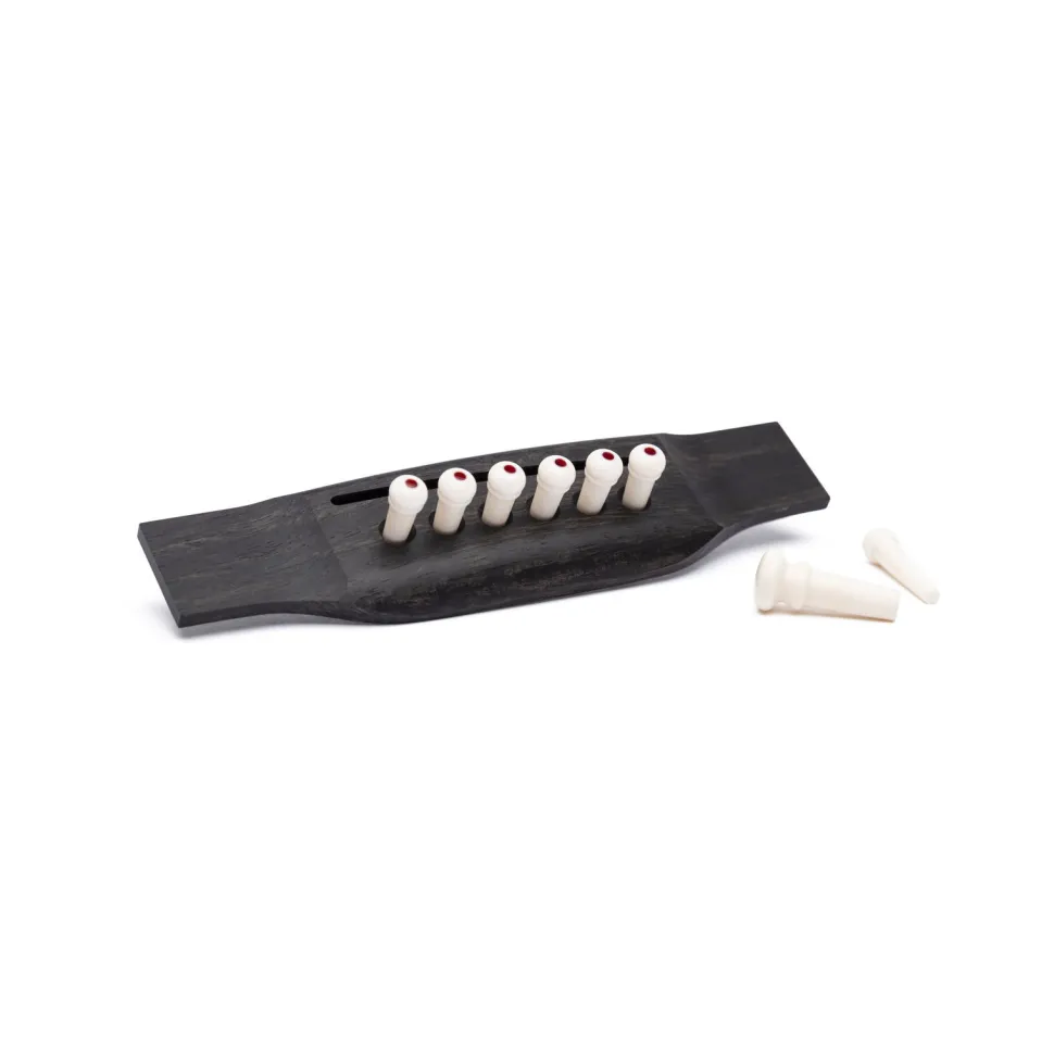 Authentic Series Bridge and End Pin Set (White w/ Tortoise Inlay)